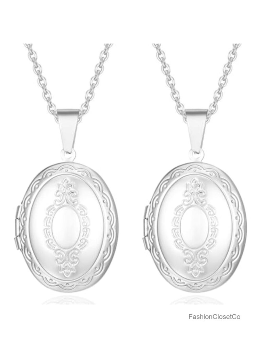 2 Pack Stainless Steel Locket Necklace for Women Picture Photo Memorial Jewelry